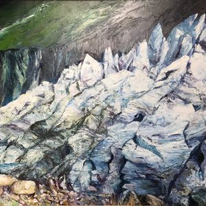 One of Laura Porteous' original oil on canvas landscape paintings. Palette knife textures creating the end of a glacier tongue.