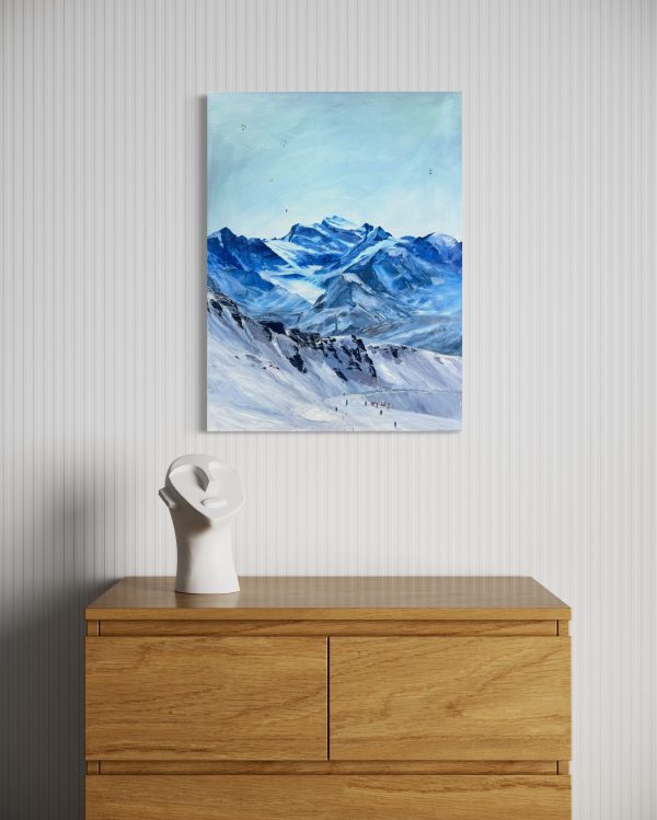 Just an average day. One of Laura Porteous' original landscape artworks. View of the Grand Combin on a normal winter day from the pistes of the Swiss ski resort of Verbier.